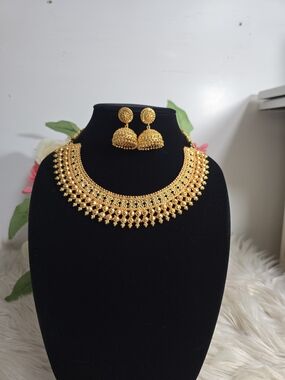 Traditional Gold-Tone Jhumka Necklace Set for Women